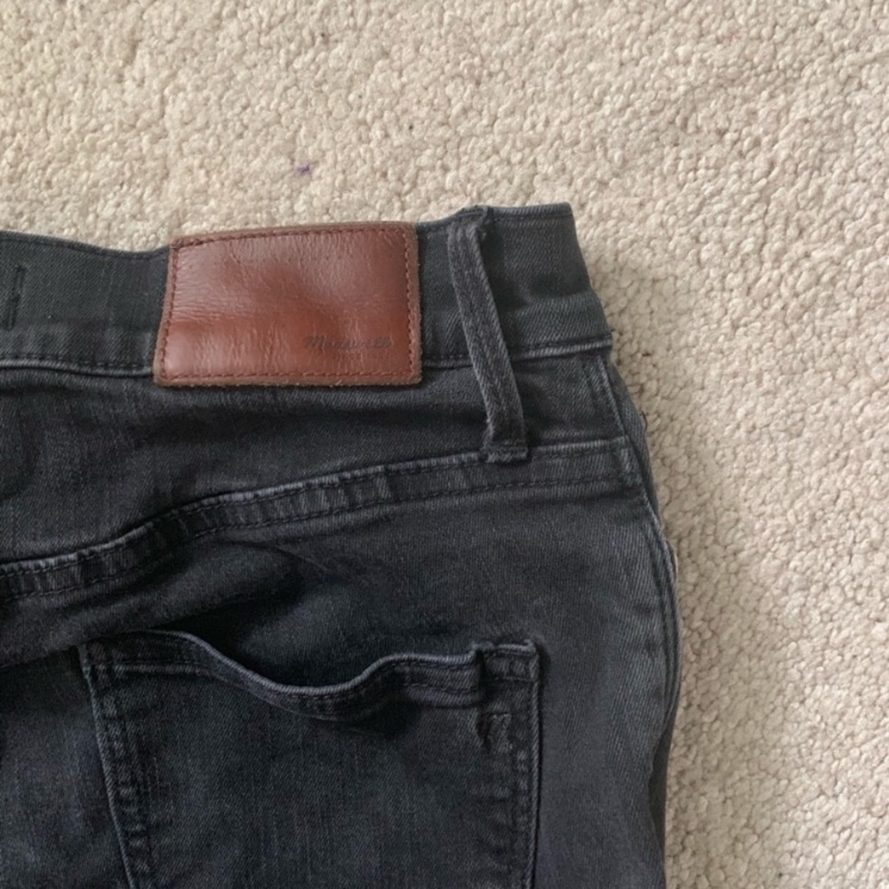 Madewell charcoal grey high riser skinny jeans
